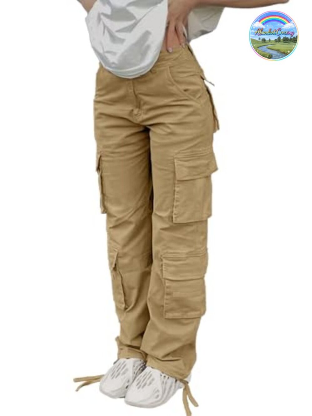 High Waisted Baggy Wide Leg Cargo Pants with Pockets